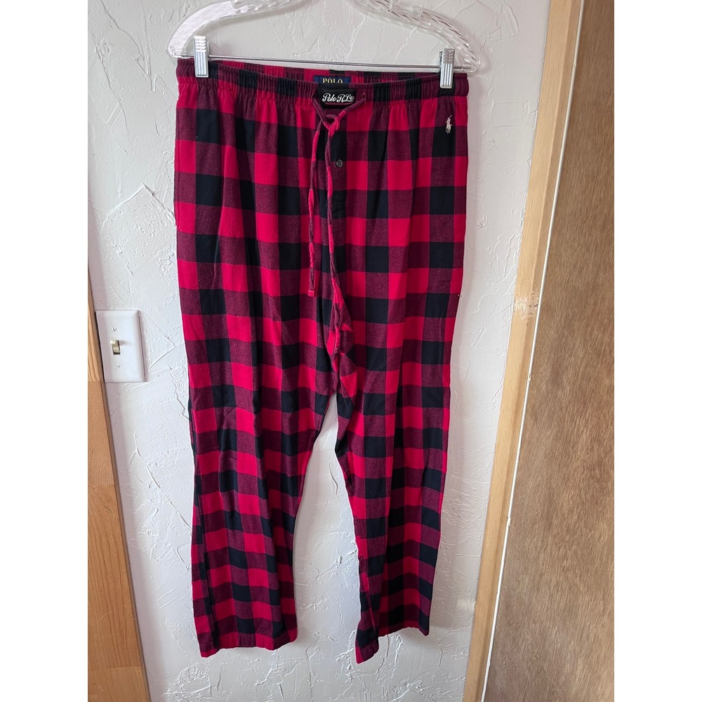 Polo Ralph Lauren Red Black Buffalo Plaid Flannel Pajama Pants Mens Large L